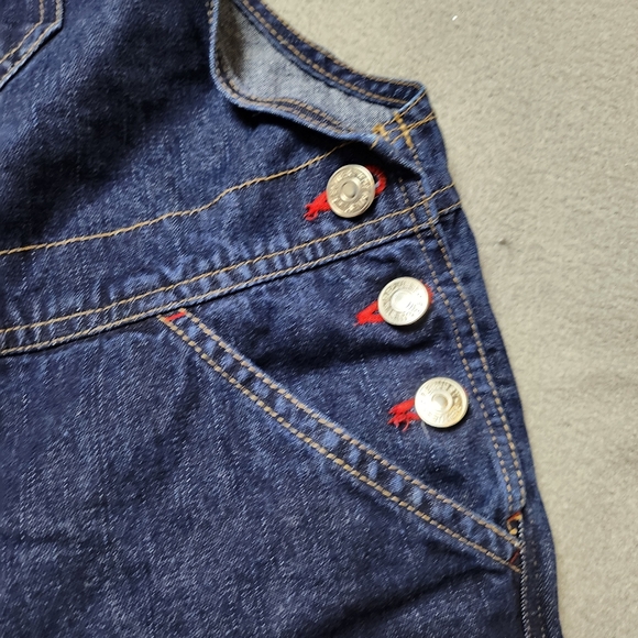 Vintage Classic Women's Denim Short Overalls - Dark Blue Sz Med - Picture 8 of 12